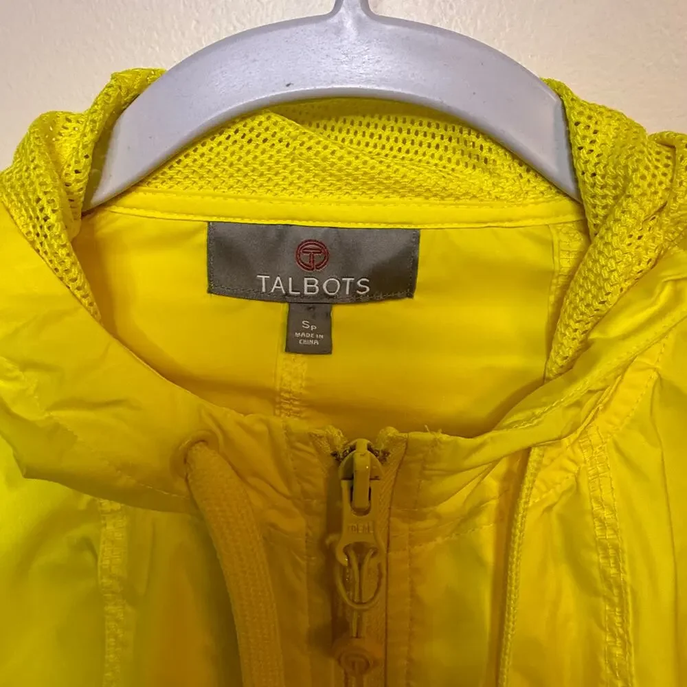 Talbots Bright Yellow Hooded Windbreaker Sz Sp